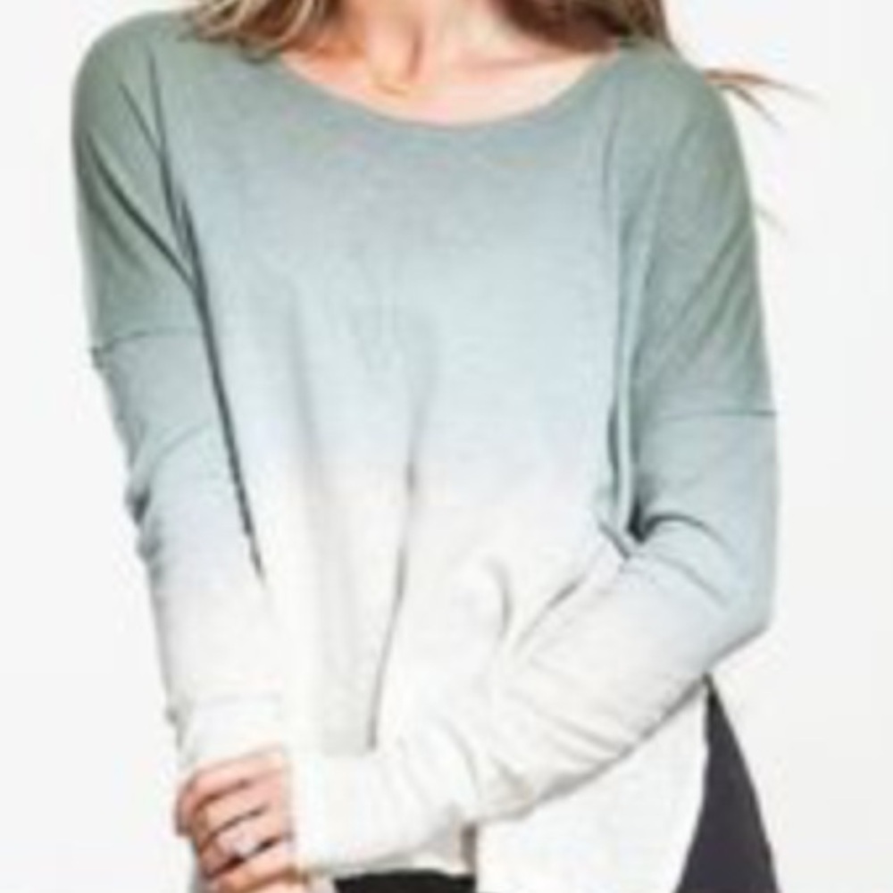 Free People Ombre Mint to White Long Sleeve Top